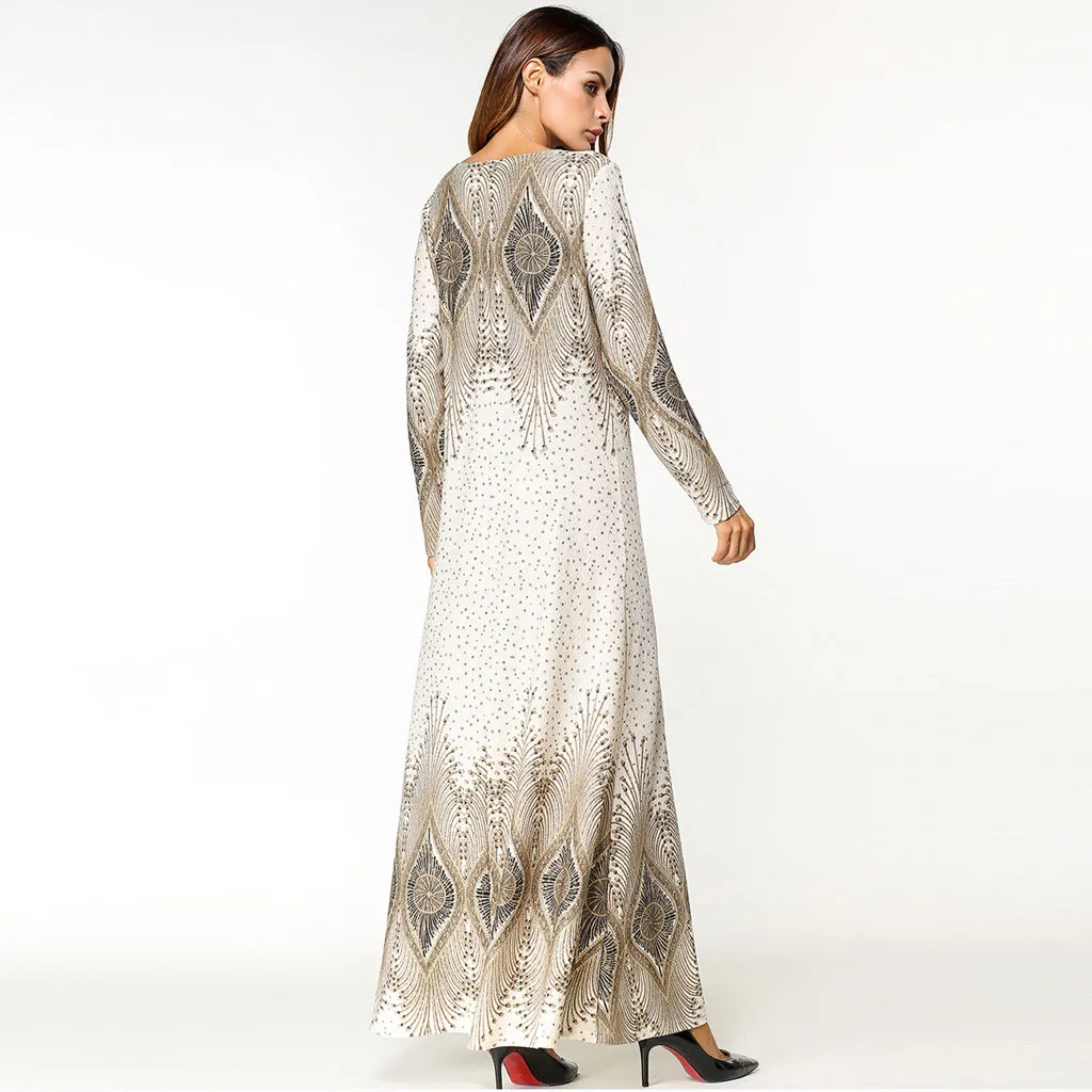 

long abaya dress Casual Muslim dress women Beige National Robe Abaya Islamic Muslim Middle Eastern Long Dress Y619