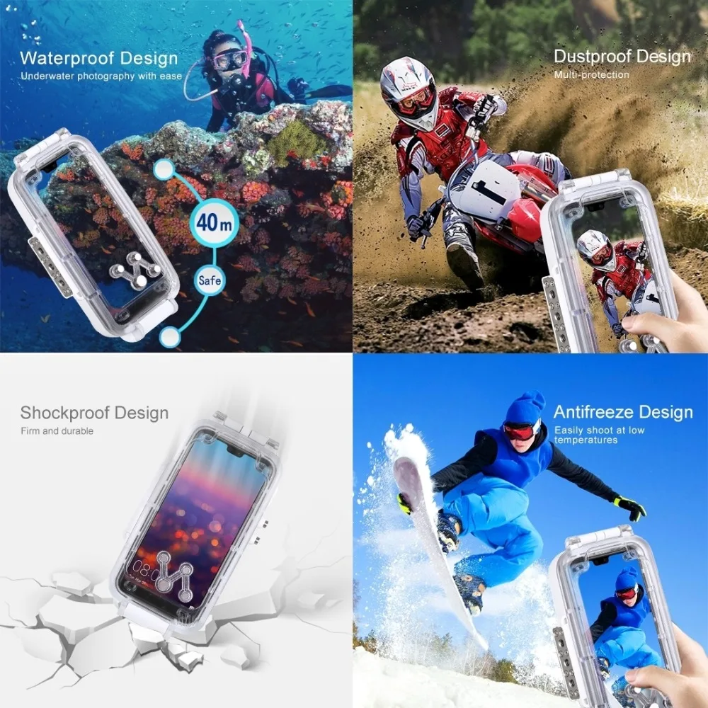 Профессиональный водонепроницаемый чехол для дайвинга Bitingly для huawei P20 Pro Чехол 40 м для съемки видео под водой чехол для huawei P20 Pro
