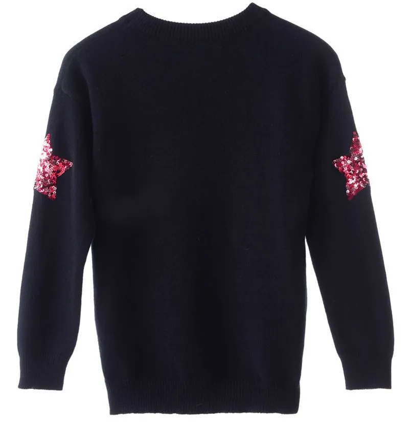 New fall runway heavy sequins embroidery sweater female puppet tulip flower Женская одежда