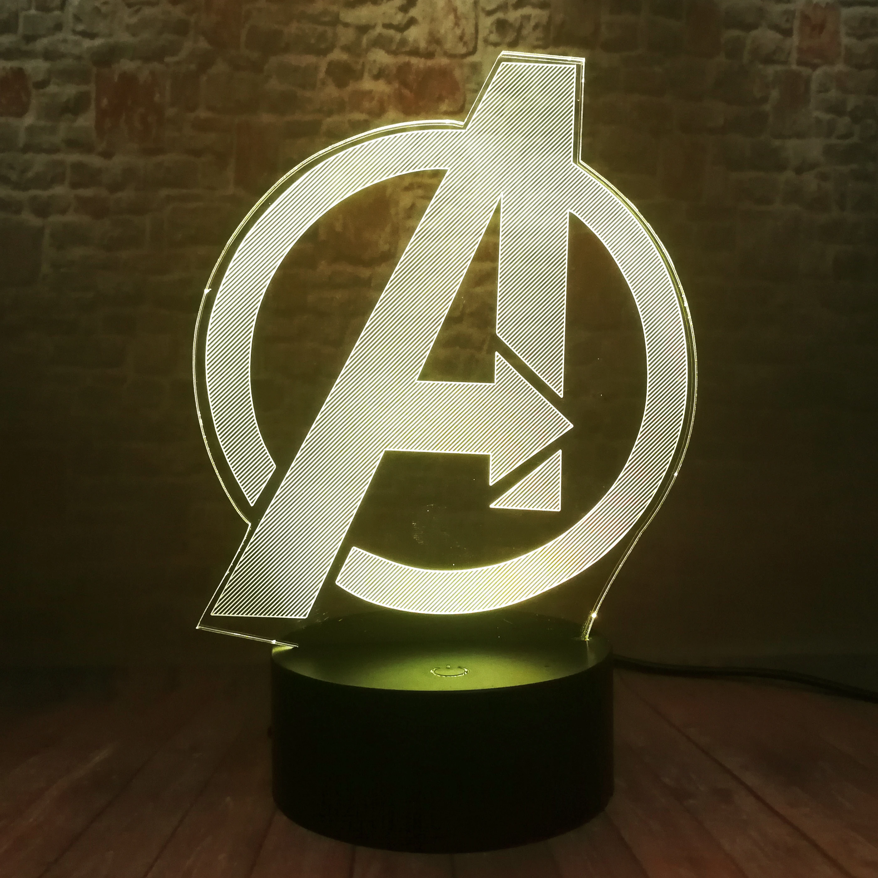 Творческий Мстители 4 знак Модель LOGO супер героя Marvel легенды 3D RGB светодиодный ночной Светильник детские игрушки Рождественский подарок стол Украшения в спальню