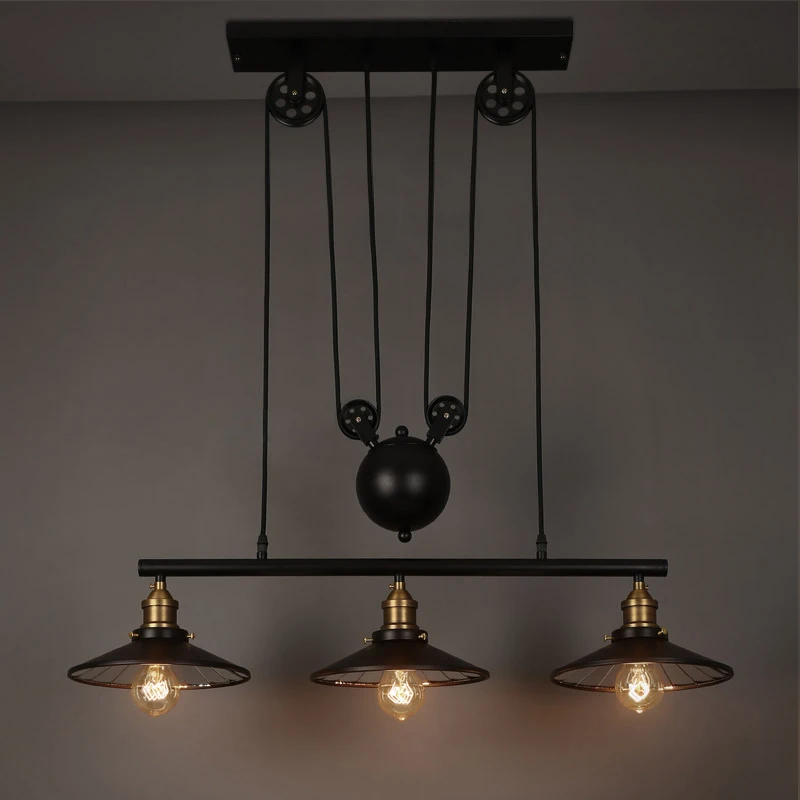 Винтажный подвесной светильник Лофт железный шкив лампа для кухни украшение