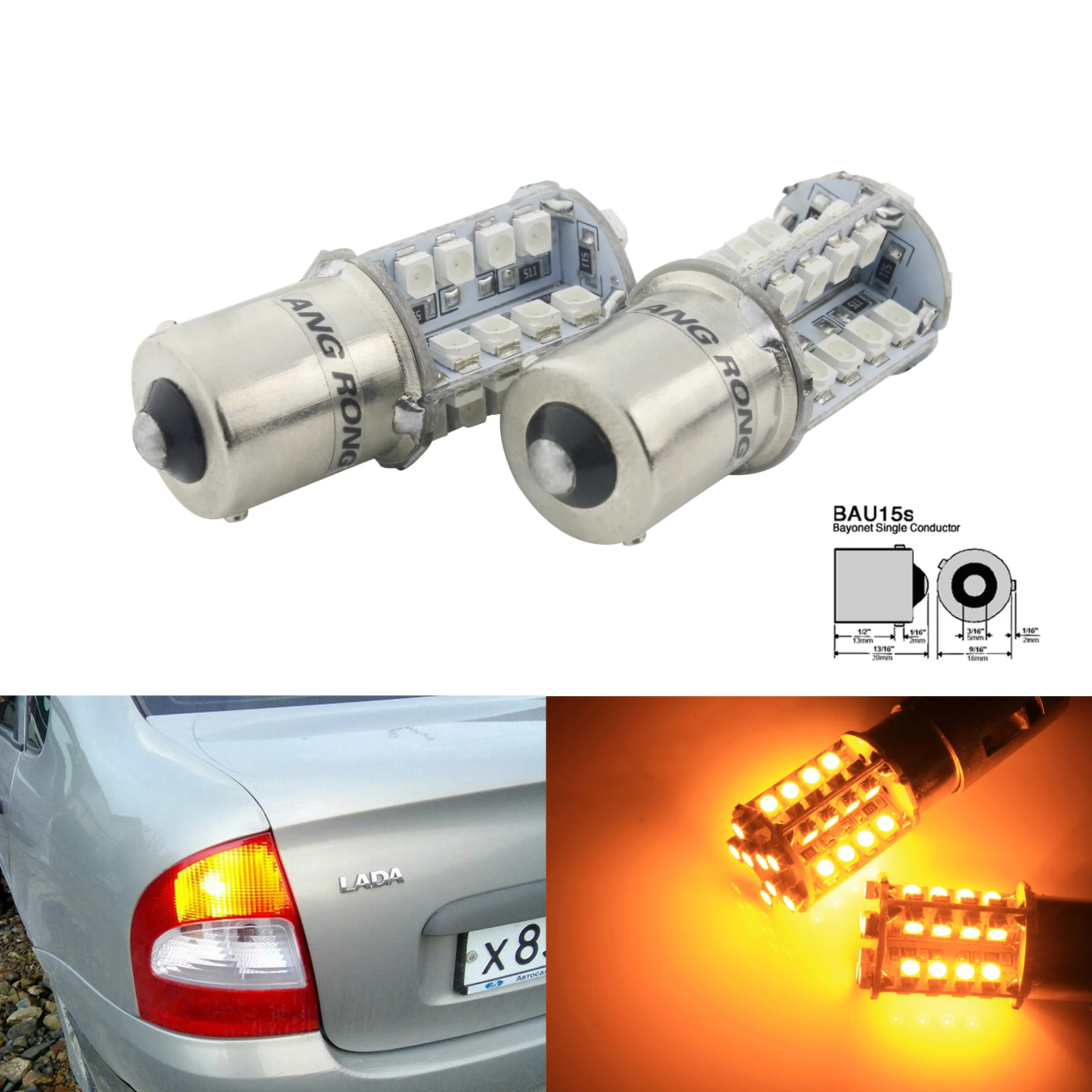 ANGRONG 2x581 PY21W BAU15s 6W 40 SMD светодиодный ная лампа боковой индикатор фонари заднего