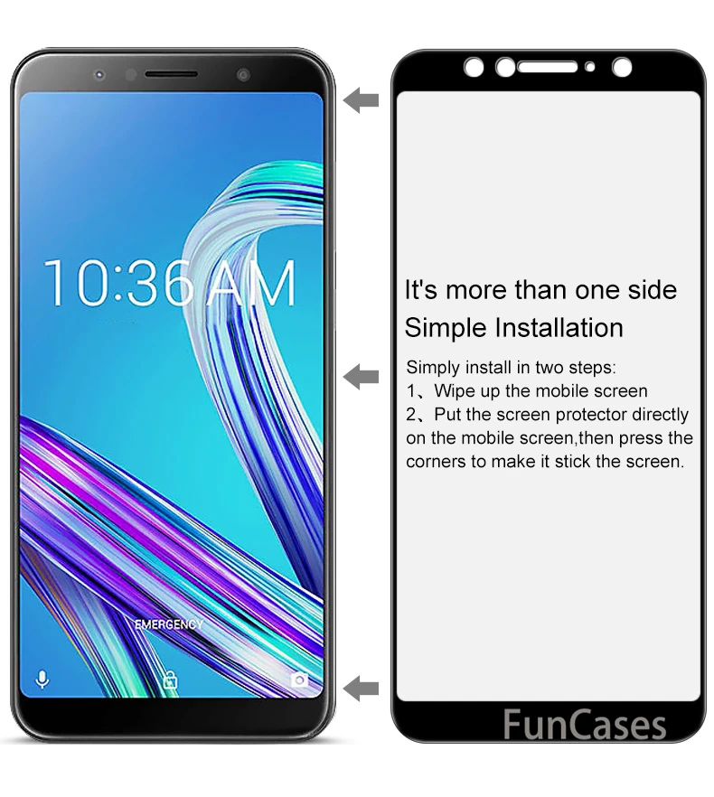 Полноэкранное покрытие из закаленного стекла для Asus Zenfone Max Pro M1 ZB602KL ZB601KL 2.5D