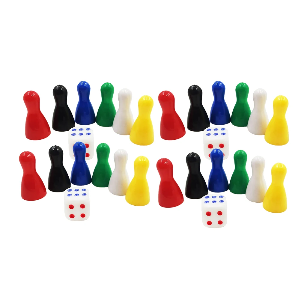 

24 Pieces Chessman Chess Pieces & 4 Dice Board Game Accessories Kids Toys Board Game