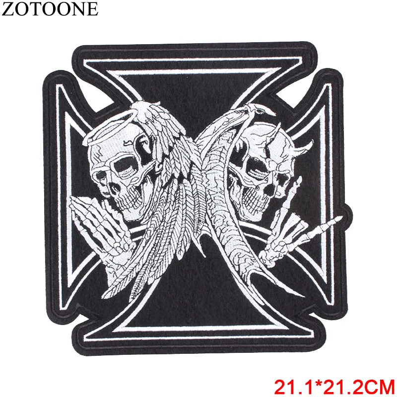 Крутые большие нашивки ZOTOONE с черепом мотоциклетные крыльями Байкерский значок