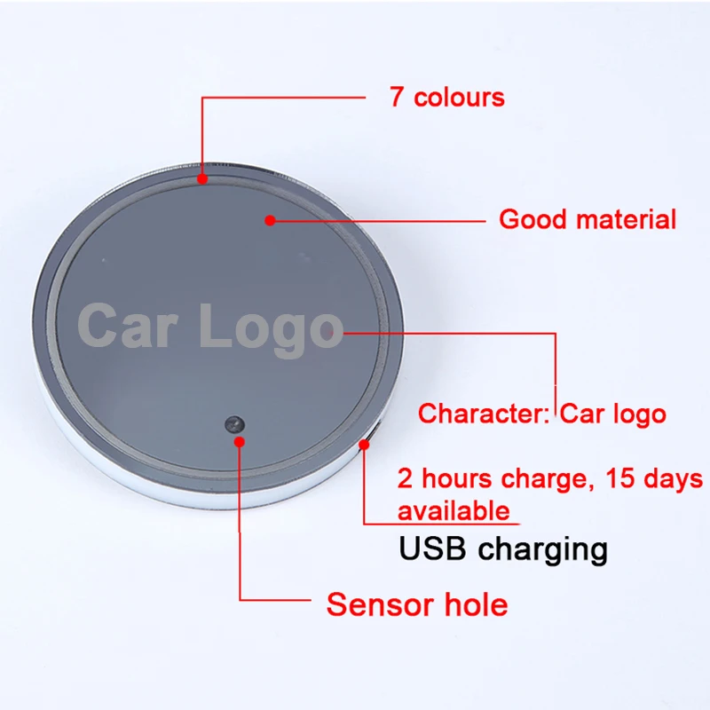 2X Led Car Cup lights Logo For Alfa Romeo Seat Skoda Peugeo Citroen kia Mazda Hyundai Volvo Nissan Luminous Coaster Accessories |