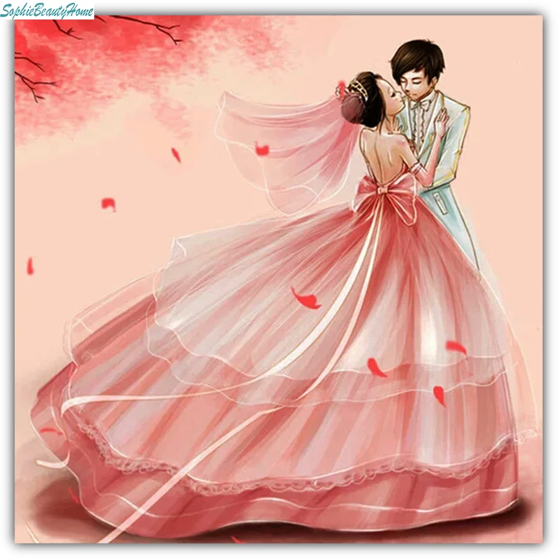 

Sophie beauty home 5D Diamond Beautiful Couple Wedding Embroidery Sewing Set DIY Paint Diamond Cross stitch Wall Stickers Home
