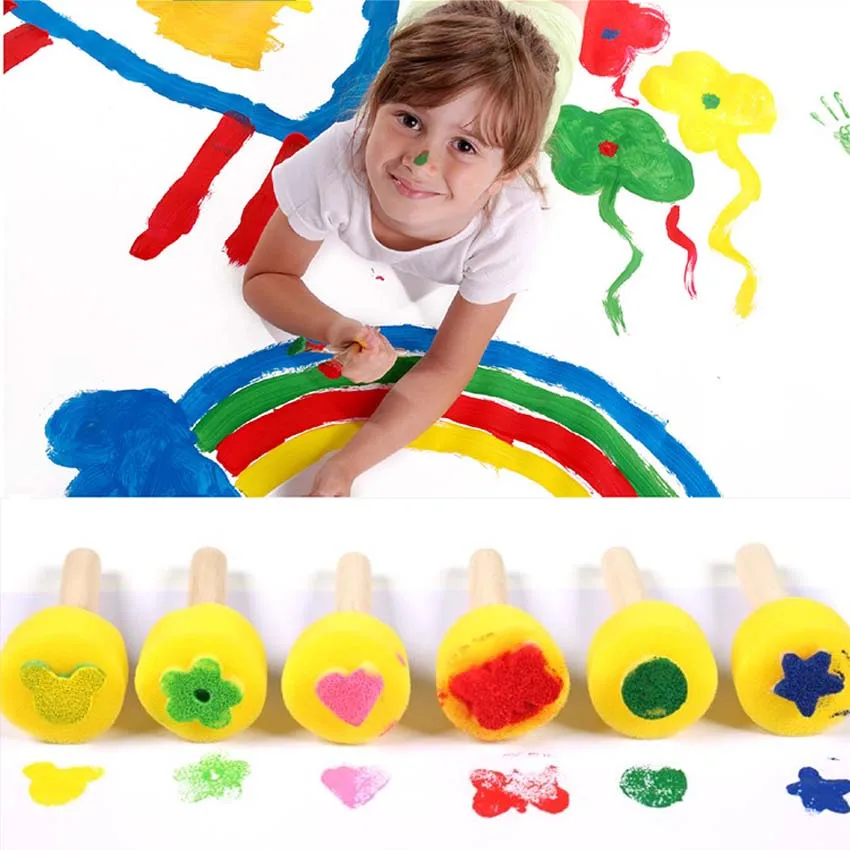 6 шт. креативные губчатые кисти забавные игрушки для рисования детей сделай сам