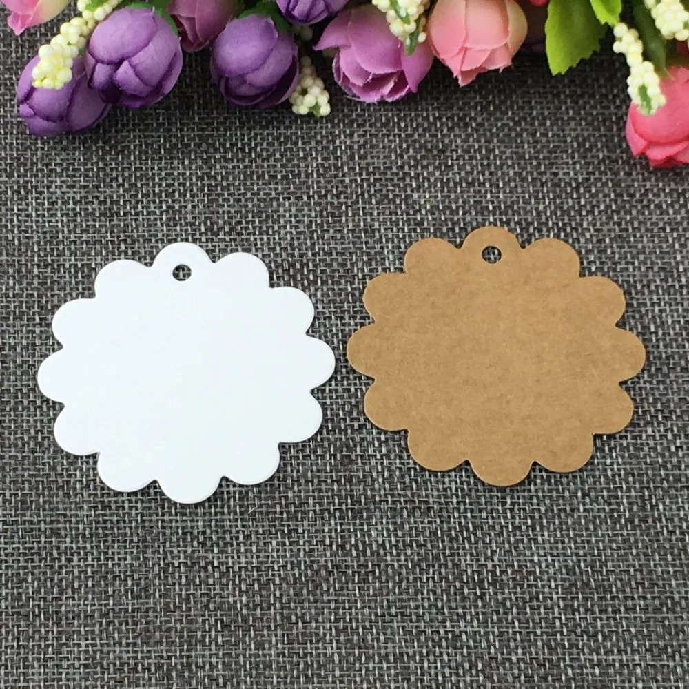 100 шт. в форме цветка белый коричневый бумажный картон бирка для вывешивания