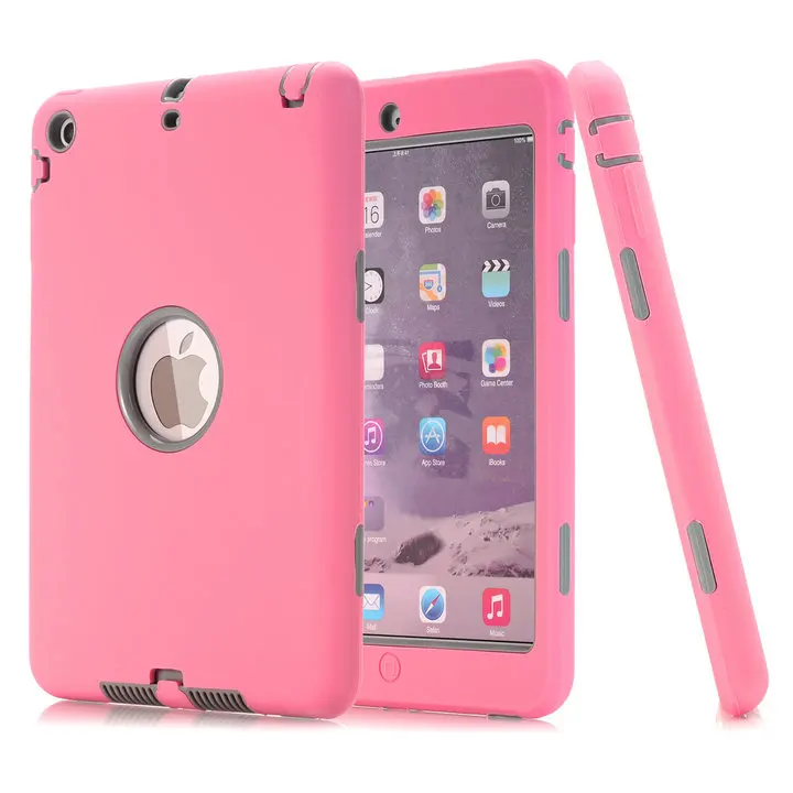 Pink Gray Для iPad Mini 1/2/3 retina чехол 3 in1 анти-скольжения гибридный защитный Heavy Duty Прочный противоударный сопротивления Обложка для iPad мини - Цвет: Pink Gray