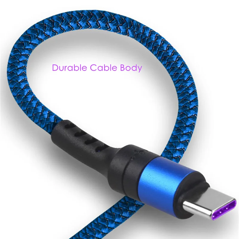 USB кабель 5А супер зарядка быстрая нейлоновый Тип C зарядный провод шнур для Huawei P20