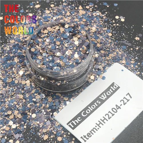 TCT-279 матовый цвет шестиугольные формы ногтей Блеск для дизайна ногтей Украшение Блеск для тела краска для лица макияж фестиваль ручная работа хна DIY - Цвет: HH2104-217  200g