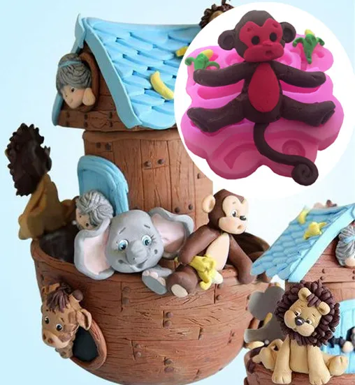 Милая 3D форма обезьяны силиконовая для торта желе мыла шоколадная глина выпечки