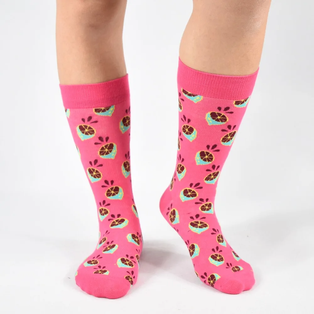 

men socks 6 pairs of gift boxes colorful combed cotton fruit pattern series socks casual funny crew gifts happy socks