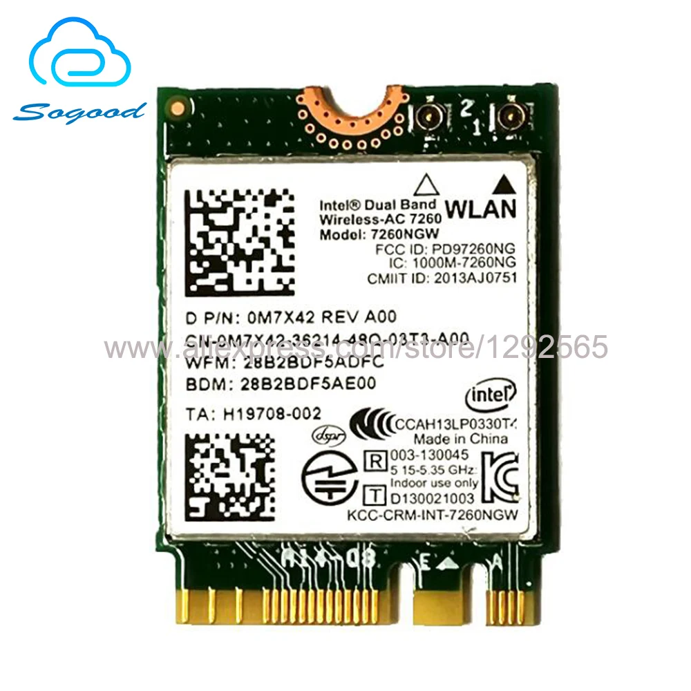 Беспроводная Двухдиапазонная карта Intel dual band wireless-ac 7260 7260NGW 7260AC802.11AC Wifi + Bluetooth 4 0