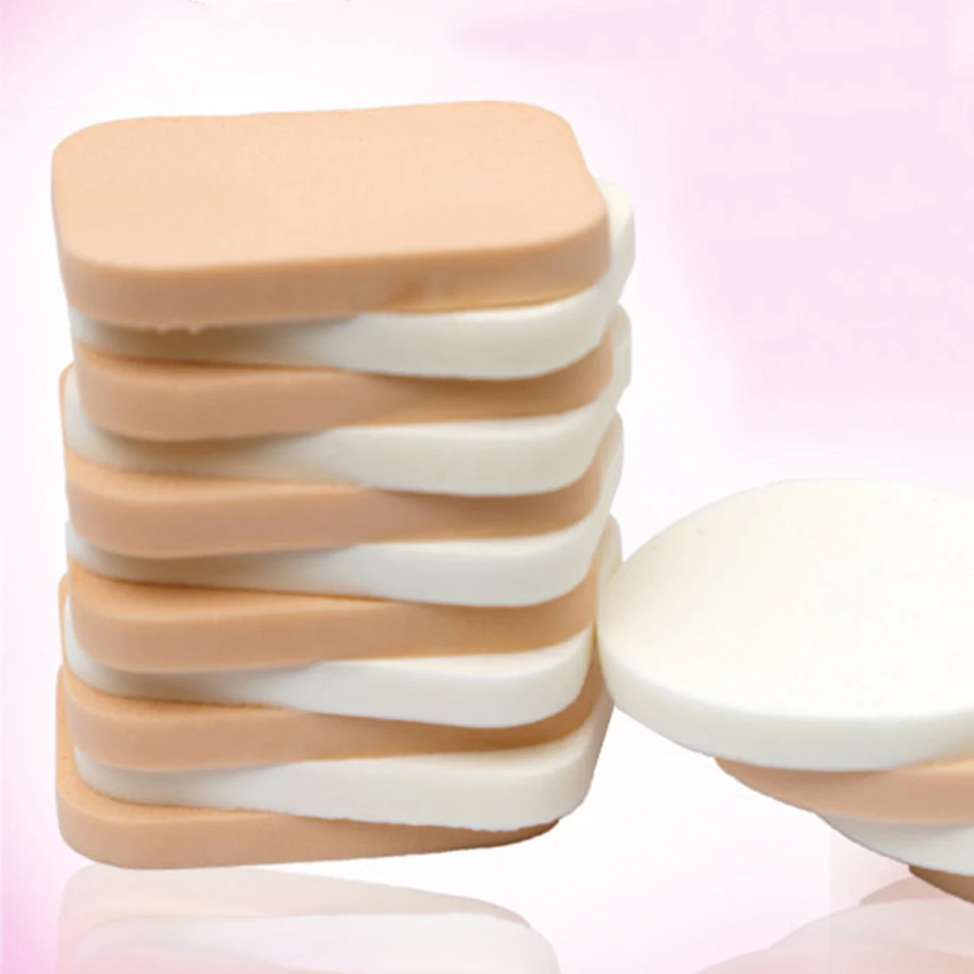 20 шт./пакет разноцветная круглая квадратная губка для макияжа сухое и влажное
