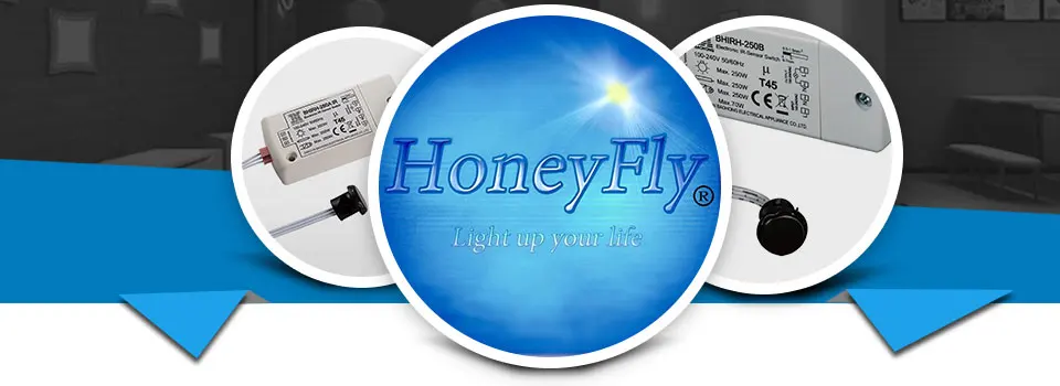HoneyFly 2 шт. запатентованный инфракрасный датчик переключатель 250 Вт 100-240 В(макс. 70 Вт для светодиодных ламп) ИК-датчик переключатель включения/выключения переключатель света