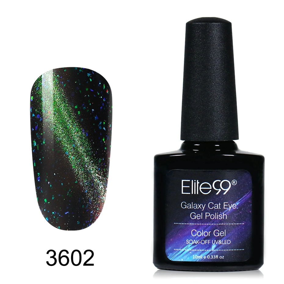 3602 Elite99 10 мл Galaxy Гель-лак для ногтей с эффектом «кошачий глаз» лак использовать с черным блеском магнит дизайн ногтей замочить от Led Galaxy эффект гель лак - Цвет: 3602