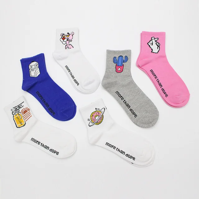 Носки без пятки в Корейском стиле носки с изображением кактуса для влюбленных