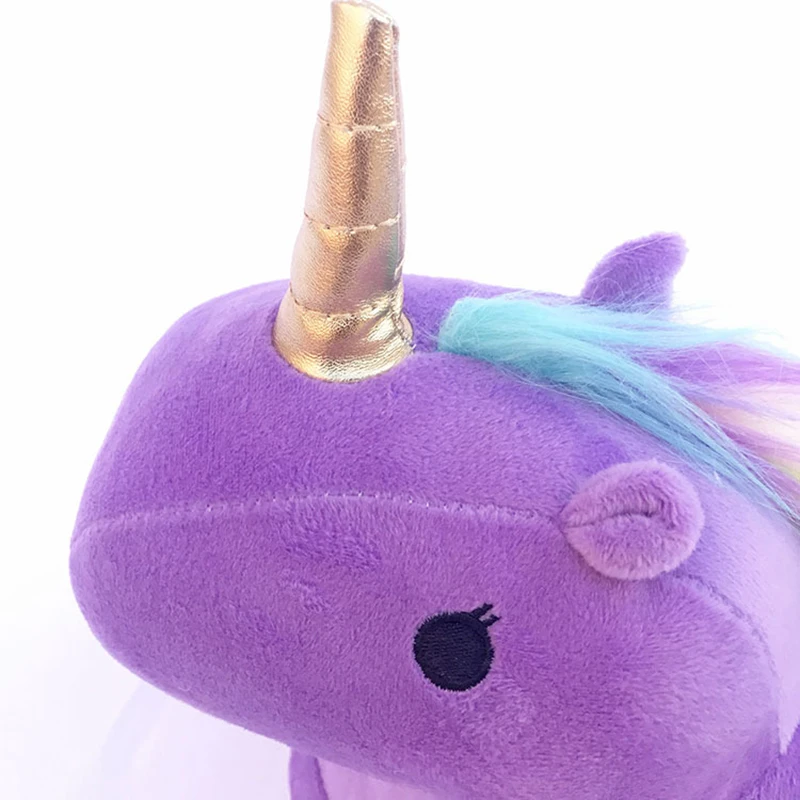 Тапочки женские домашние плюшевые шлепанцы на платформе меховые с единорогом