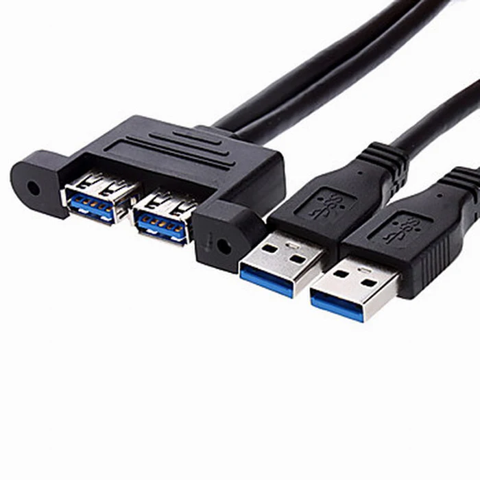 

combo two USB 3.0 male to USB 3.0 Female Extension Cable 50cm with screw Panel Mount holes 30cm 100cm