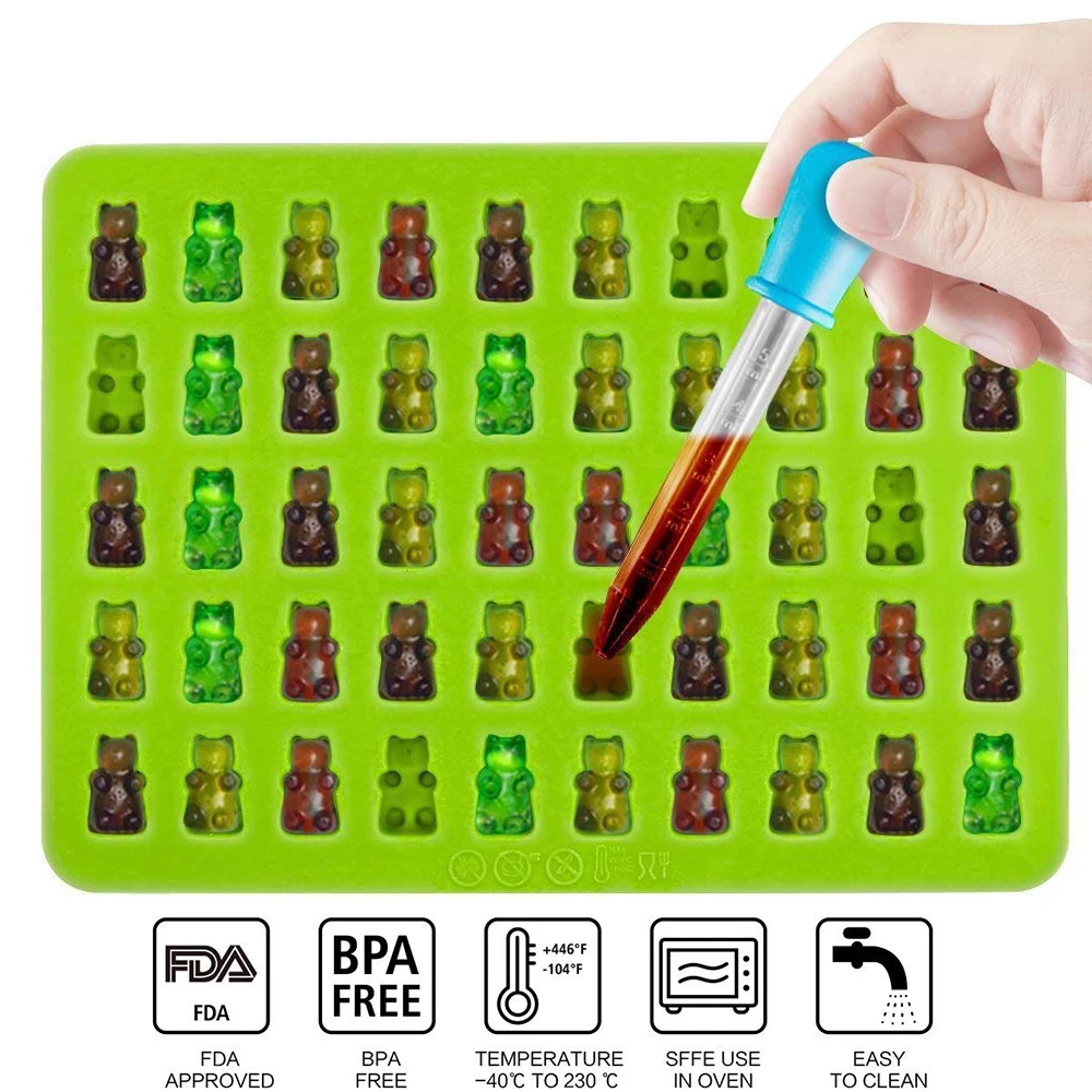 50 полости Gummy медведя формы силиконовая форма для Помады Торт Шоколадные конфеты