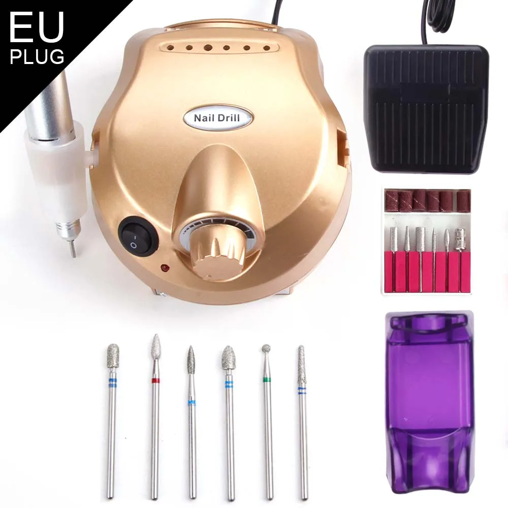 Gold machine Set1 Силиконовые Керамика ногтей сверло полировщик резиновый Remover Электрический Маникюр машина инструменты фрезы Griding бафик для ногтей - Цвет: Gold machine Set1