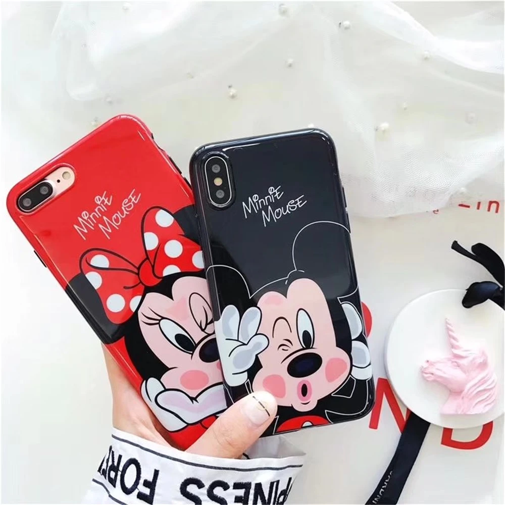 Case For Iphone 8 Cute Mickey Minnie Mouse Pattern Couples Phone Cases IPhone Plus IMD Soft TPU Glossy Back Covers Fundas |