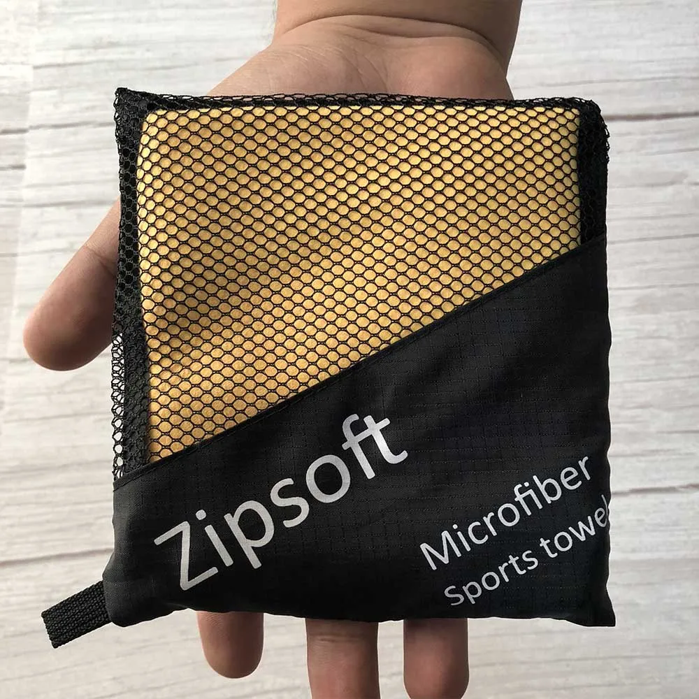 Цвет: желтый Zipsoft, быстросохнущее полотенце для путешествий, ультралегкое компактное полотенце для плавания, микрофибра, для рук, для спортзала, кемпинга, туризма, антибактериальное - Цвет: Цвет: желтый