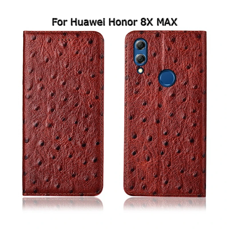 Страусиная текстура чехол для huawei Honor 9X Pro 8 8A 8C Lite 8X максимальный Чехол Флип-подставка, гнездо для карточек чехол из натуральной кожи для телефона