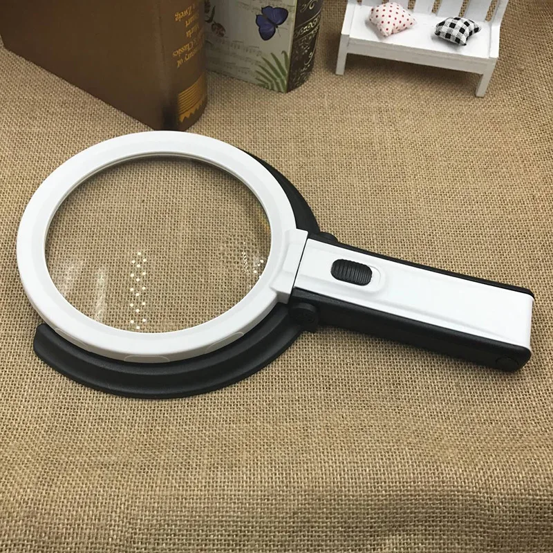 AIBOULLY 3B-2C Desktop Learning Magnifier 5 Times Miniature Embroidery Tool with LED Lights Nail Lamp Foldable Portable Tools |