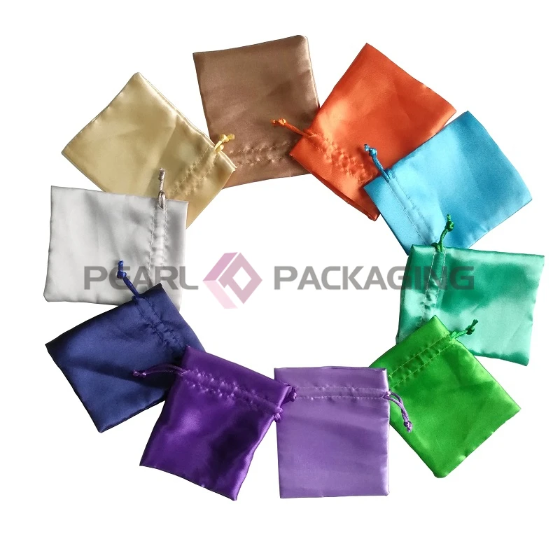 

15x20cm Custom Logo Printed Satin Drawstring Bag Hair Extensions Packaging Pouch