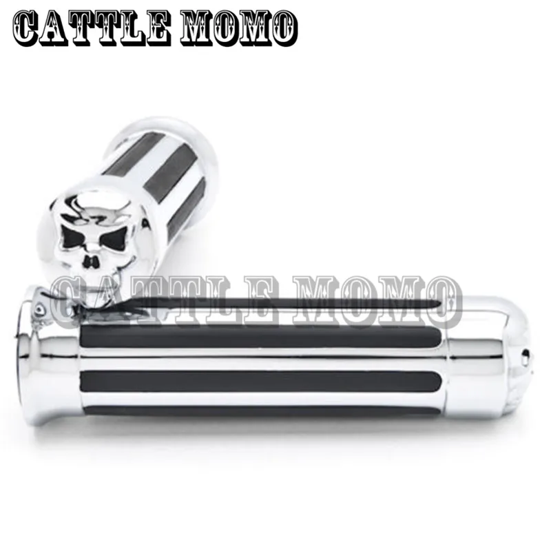 Ручки с черепом для Harley FLSTN Softail DELUXE FLSTF Fat Boy ROAD STAR V XVS хромированные/черные ручки 1