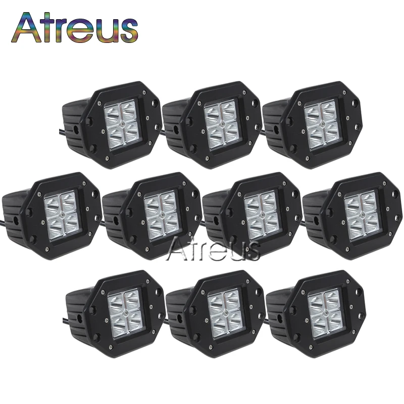 Atreus 10Pcs 3 дюйма 12 Вт Автомобильный светодиодный рабочий светильник 12V LED пятно