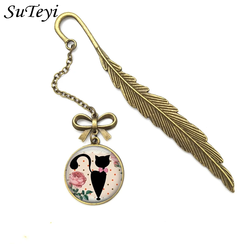 

Винтажная бронзовая фотография SUTEYI, разноцветная круглая подвеска в виде кошки, котенка, животного, Закладка-цепочка, подарок учителю на де...