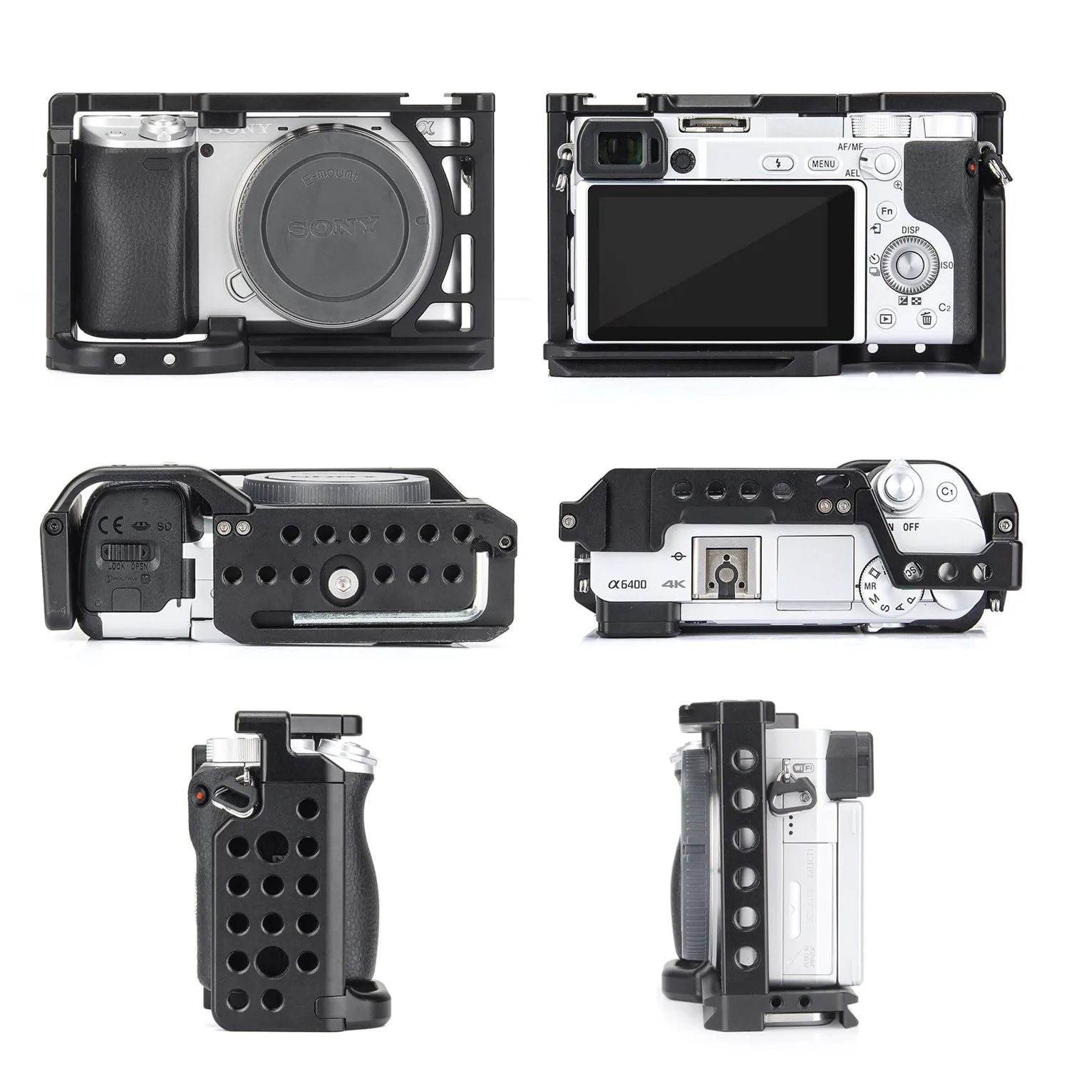 Клетка для камеры EachRig A6 для sony a6000 a6300 a6400 a6500 с резьбовыми отверстиями 1/" и 3/8" для холодного башмака, клетка для камеры a6300