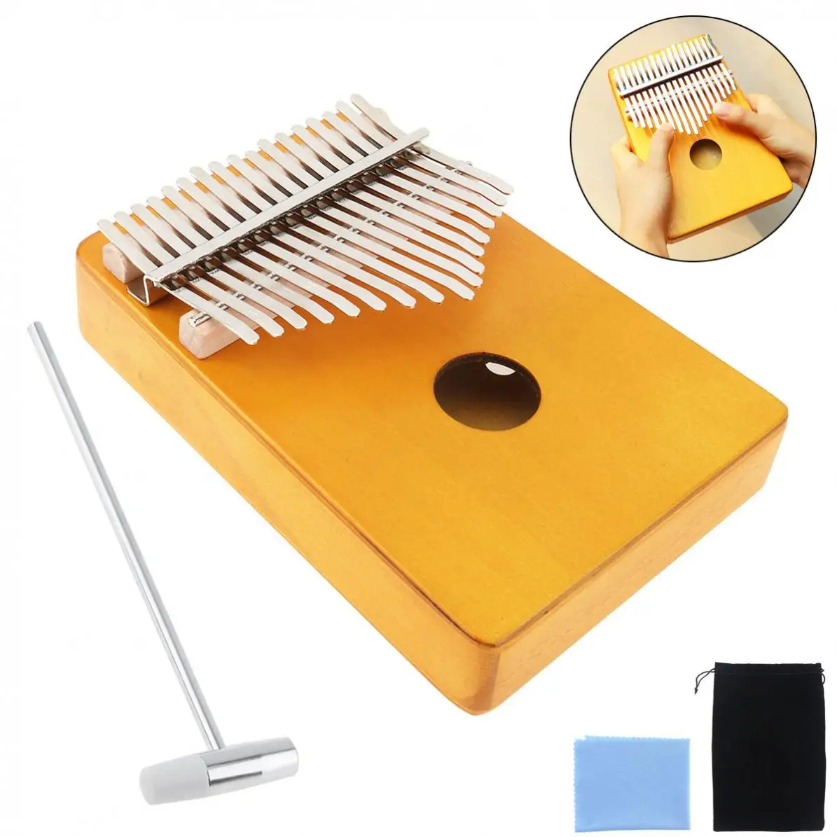 

17 Keys Thumb Piano Kalimba Single Board Pine Mbira Mini Keyboard Instrument