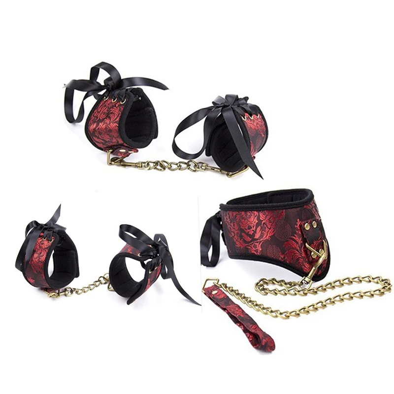 Набор из 3 предметов набор для БДСМ винтажный роскошный шелковистый ошейник и