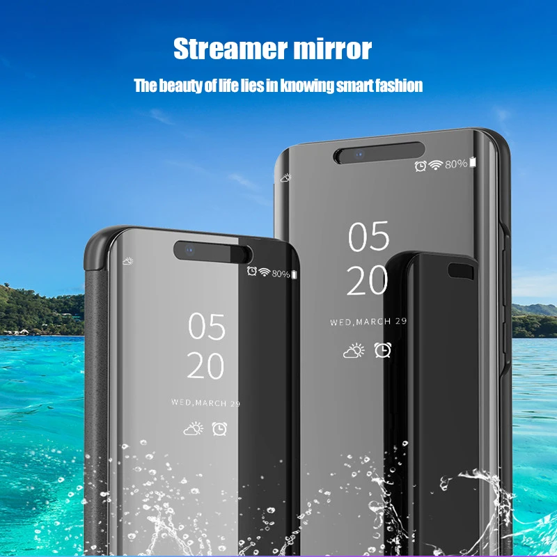 Роскошное умное зеркало с откидной крышкой кожаный чехол для Huawei Mate 8 9 10 P20 P30 Pro Lite