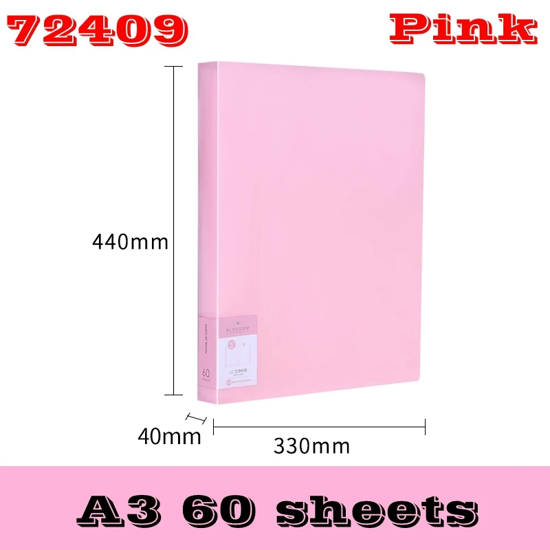 72409(60sheets)-Pink Гастроном 72408/72409 A3 ясно книги документы файлы хранения Книга Дата книга 40 shees и 60 листов 3 вида цветов дополнительно - Цвет: 72409(60sheets)-Pink