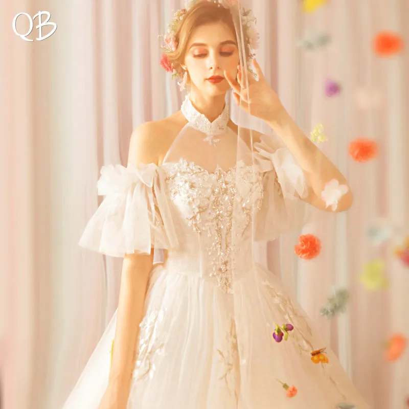 Бальное платье пышное Тюлевое кружевное с цветами элегантное торжественное