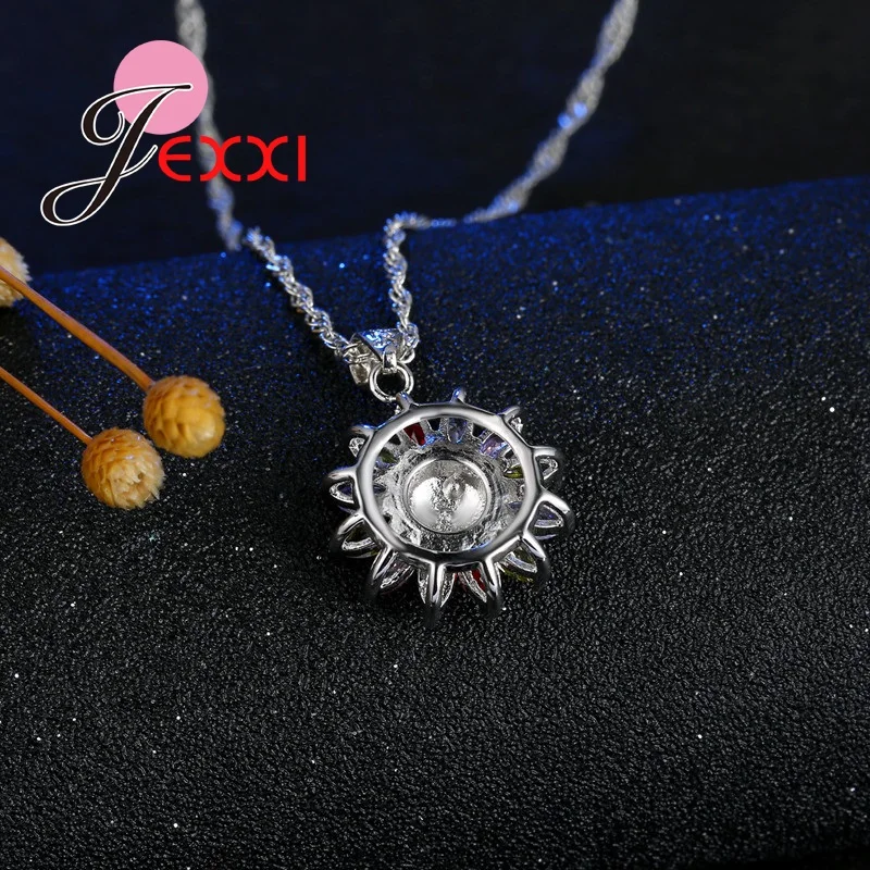 

Fashion Romantic 925 Sterling Silver Wedding Jewelry Set For Women Silver Necklace Pendent Hook Earrings Classic Style