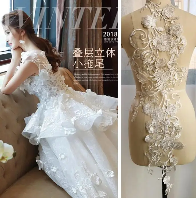Кружевная аппликация для вечернего платья 1 шт. 87*33 см|trim collar|3d lace trimlace trim |