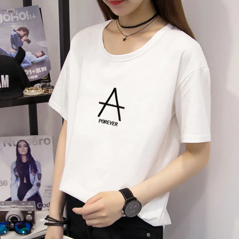 2019 летние топы женская футболка с буквенным парфюмом Camisetas Mujer Модные женские