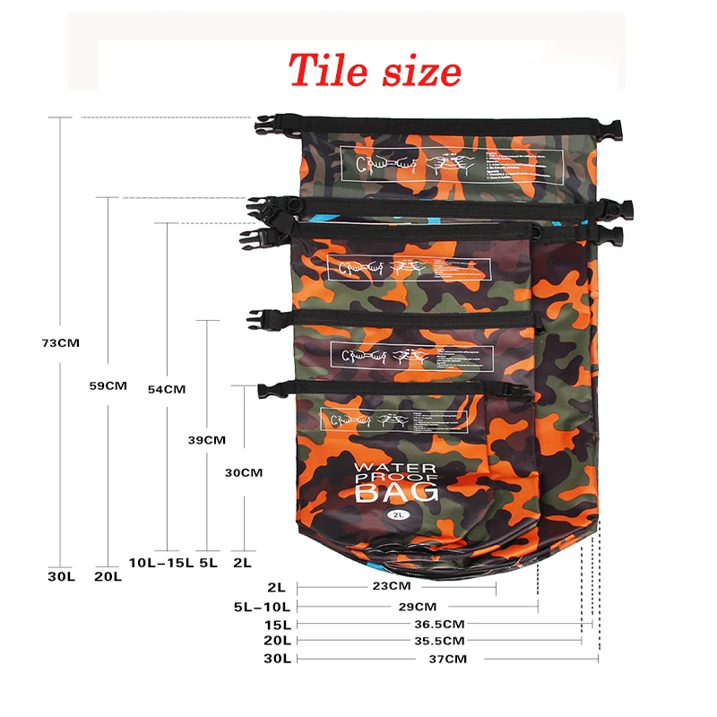 Camouflage Outdoor Dry Bag Waterproof Storage Rafting Diving Sack Swimming for River Trekking Camping | Спорт и развлечения