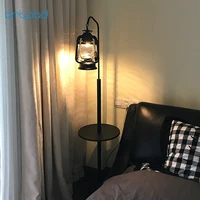 american black led floor stand light lamp modern with wood shelf base living room dining room bedside kerosene stand floor lamp
