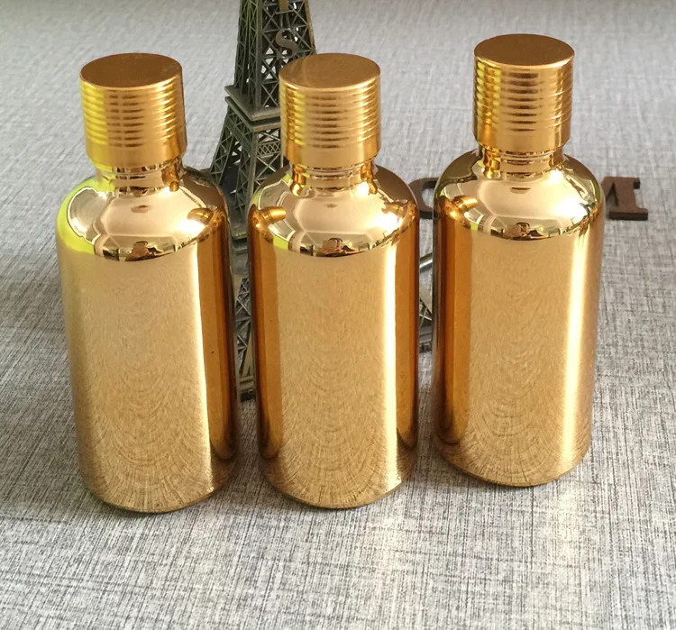 

50ml glass essentical oil bottle gold plated dropper bottle,dropper container empty makeup containers wholesale