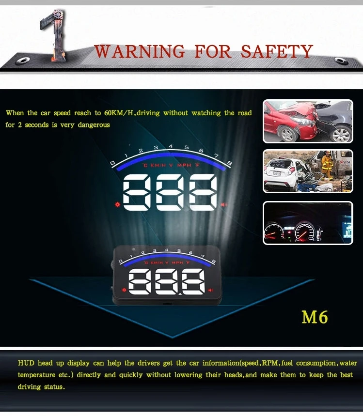 2018 M6 дисплей головного убора HUD автомобильный проектор OBD II EOBD система RPM скорость