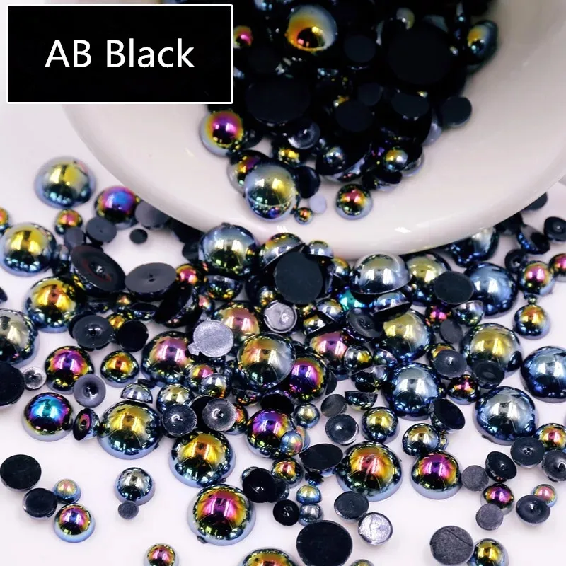 AB черная половина жемчуга смешанного размера от 1 5 мм до 10 Ремесло ABS Смола