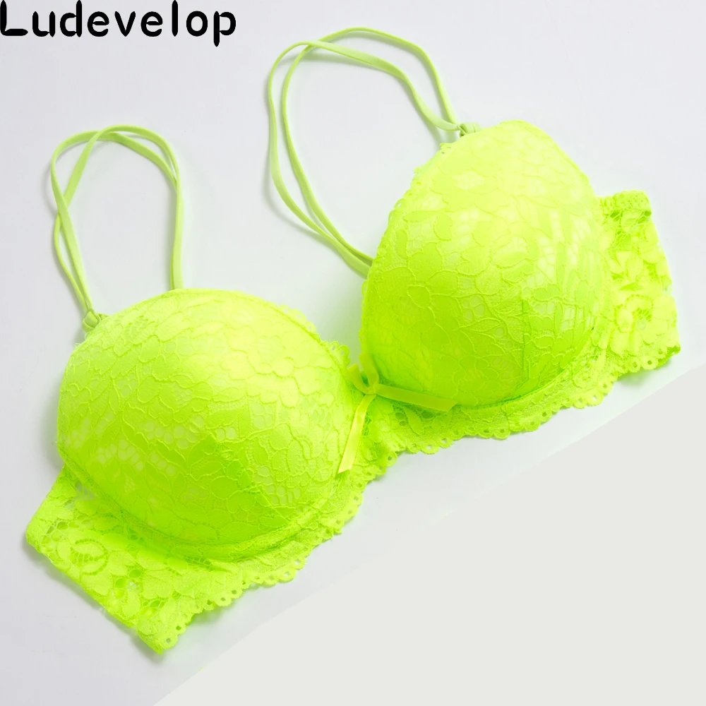 Ludevelop пикантные Кружево Push Up Bra белье Для женщин Нижнее Бельё для девочек Нижнее бельё Вышивка цветочный черный, белый, розовый цвет плюс Размеры Бюстгальтеры для женщин